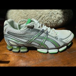 ASICS green and white shoes